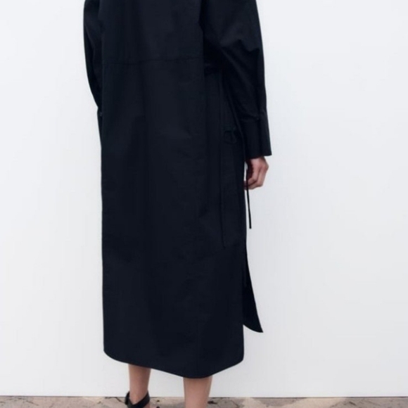 NWT Zara Navy Voluminous Poplin Dress Sz XXL - Picture 4 of 11